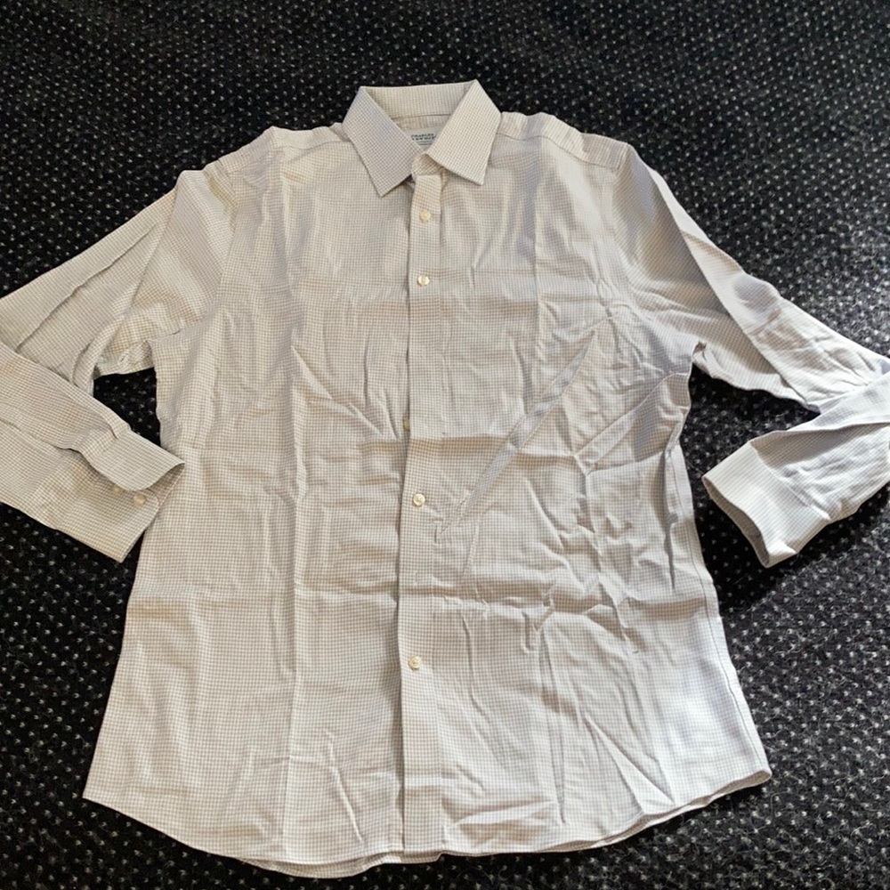 Men's Charles Tyrwhitt Dress Shirt Sized 16.5 / 35 (Grey/White)